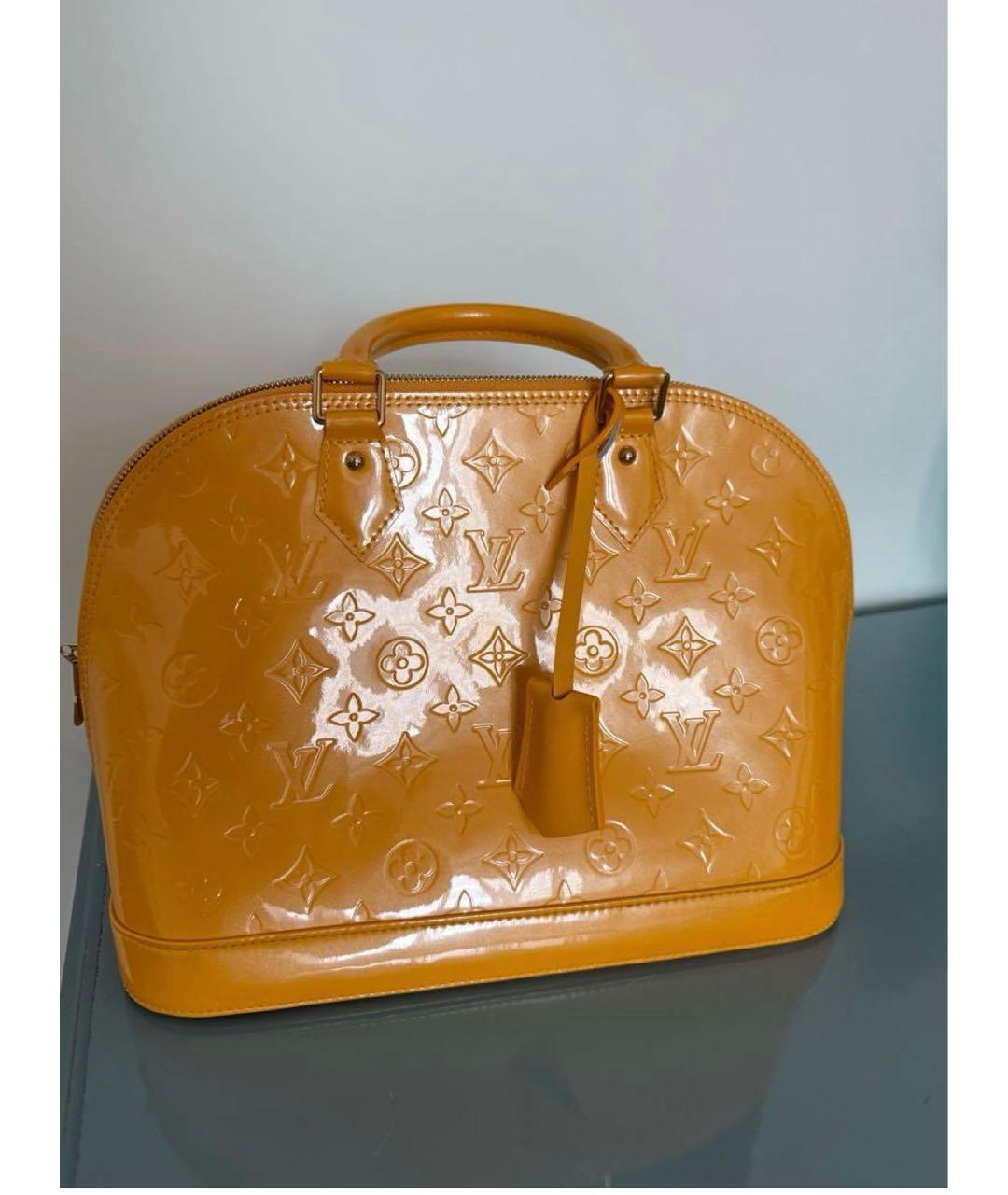 LOUIS VUITTON Желтая сумка с короткими ручками из лакированной кожи, фото 9