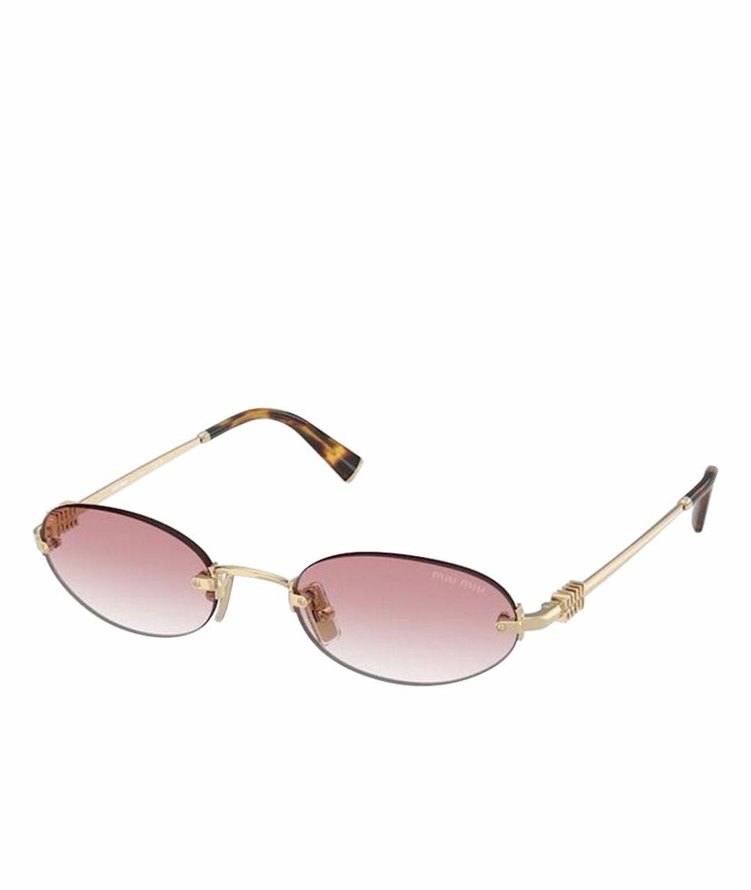 MIU MIU Золотые металлические солнцезащитные очки, фото 1