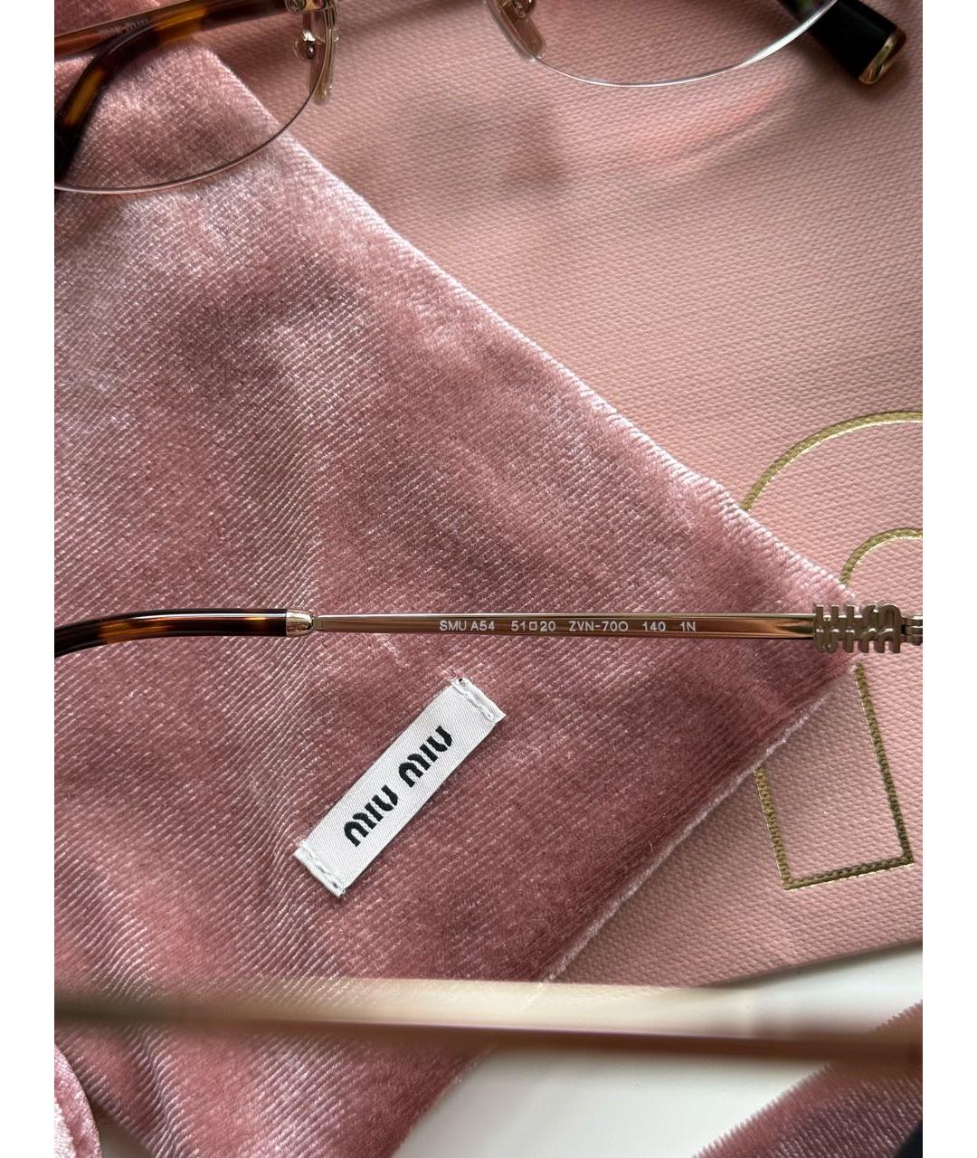 MIU MIU Золотые металлические солнцезащитные очки, фото 4