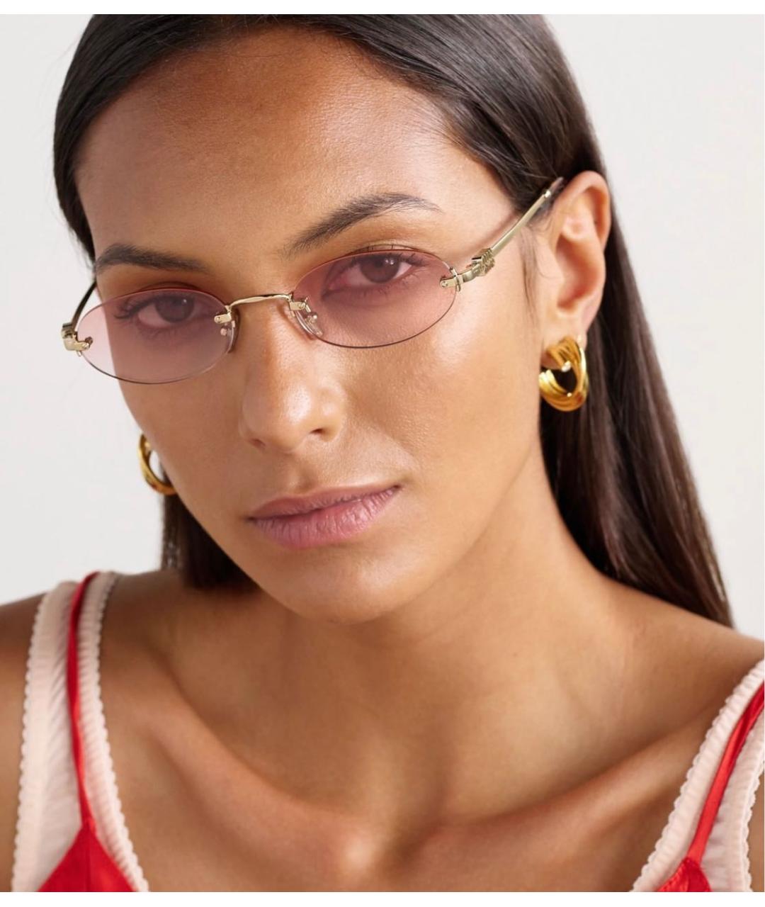 MIU MIU Золотые металлические солнцезащитные очки, фото 6