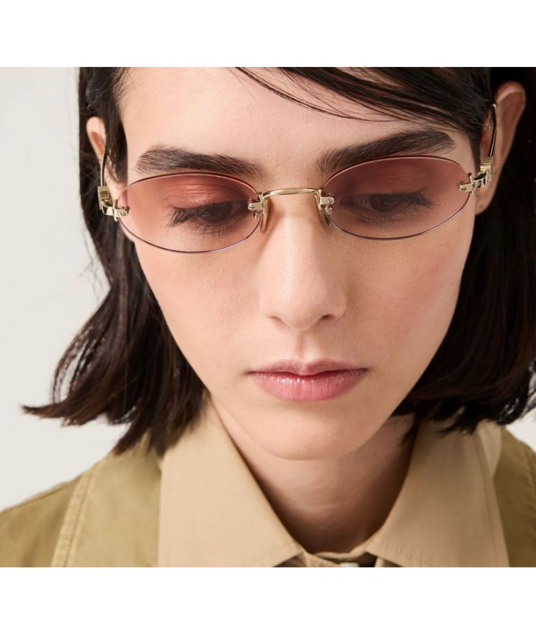 MIU MIU Золотые металлические солнцезащитные очки, фото 5