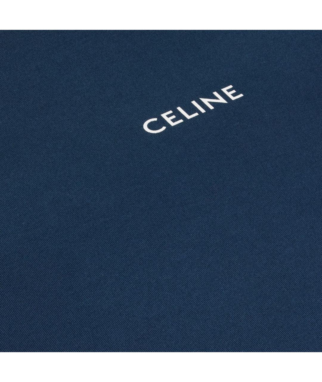CELINE Темно-синяя хлопковая футболка, фото 3