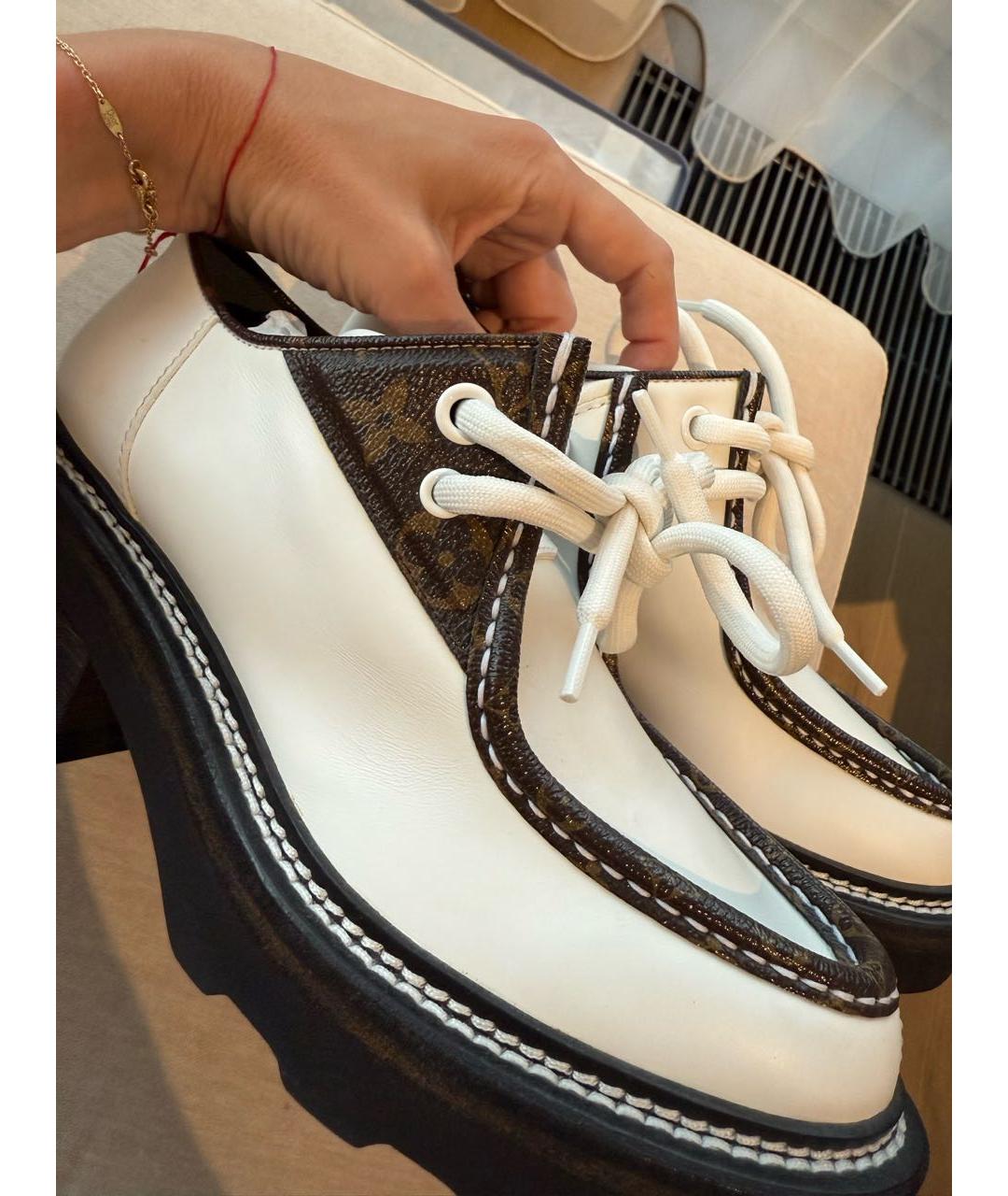 LOUIS VUITTON Белые кожаные брогги и оксфорды, фото 3