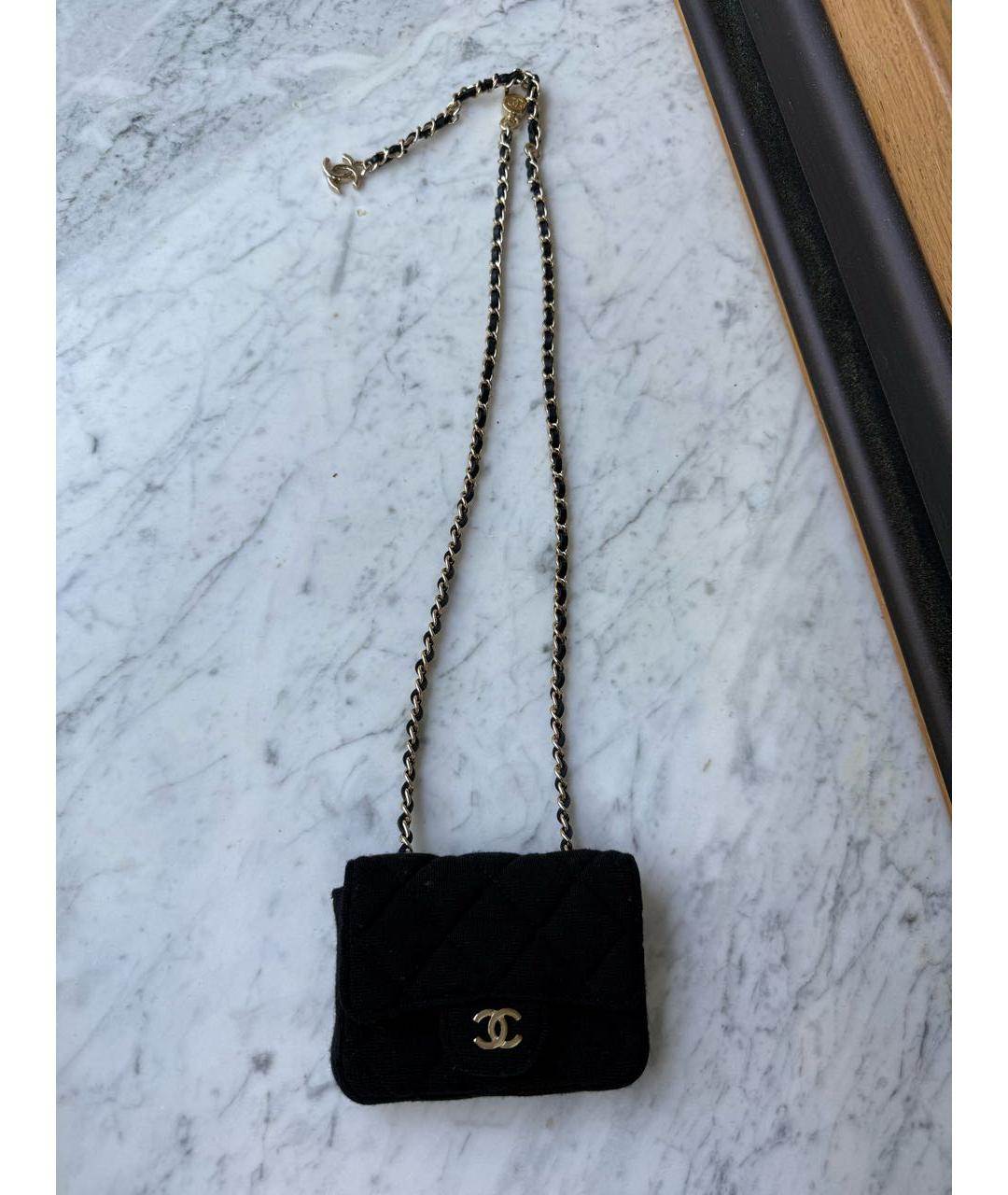 CHANEL Черная деним поясная сумка, фото 4