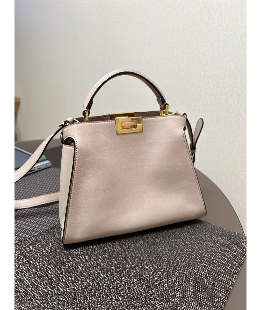 FENDI Бежевая кожаная сумка тоут, фото 3