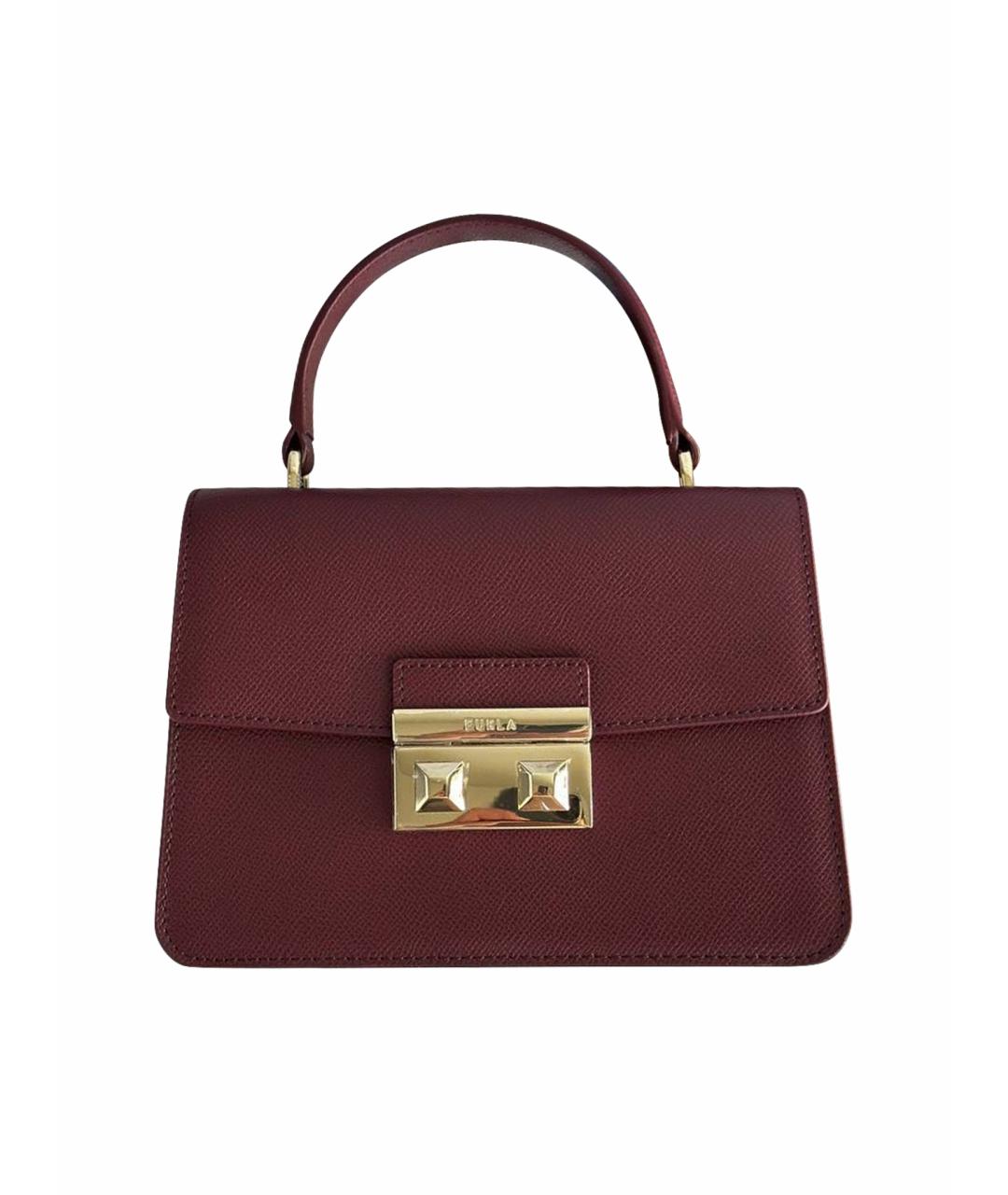 FURLA Бордовая кожаная сумка через плечо, фото 1