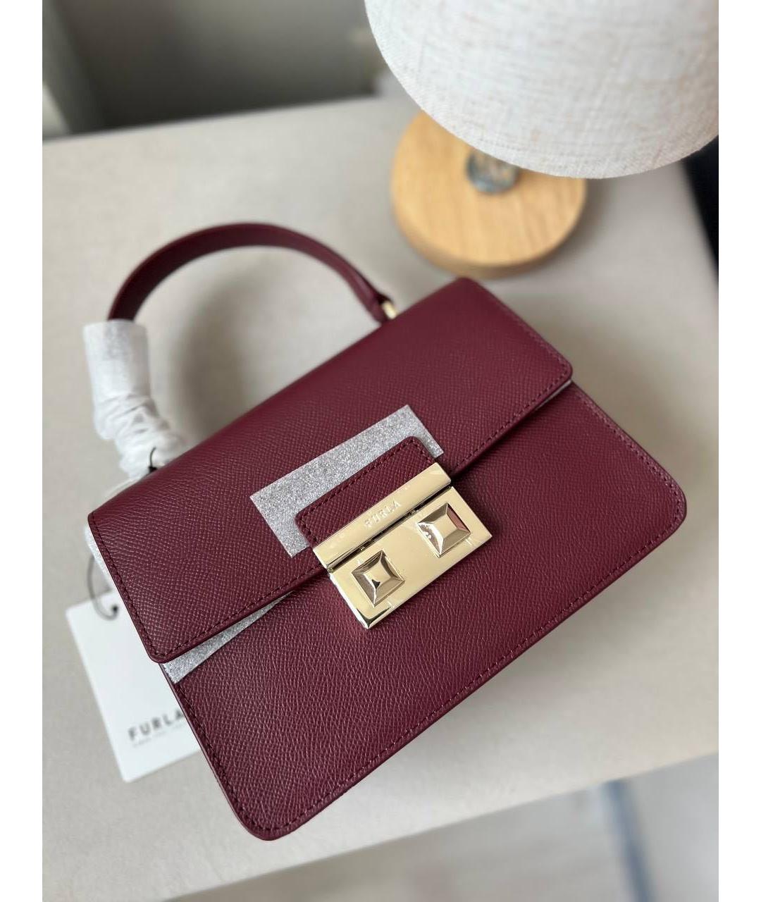 FURLA Бордовая кожаная сумка через плечо, фото 6
