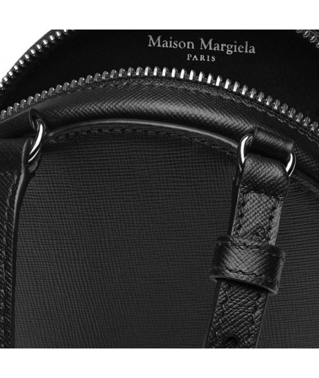 MAISON MARGIELA Черная кожаная сумка с короткими ручками, фото 6