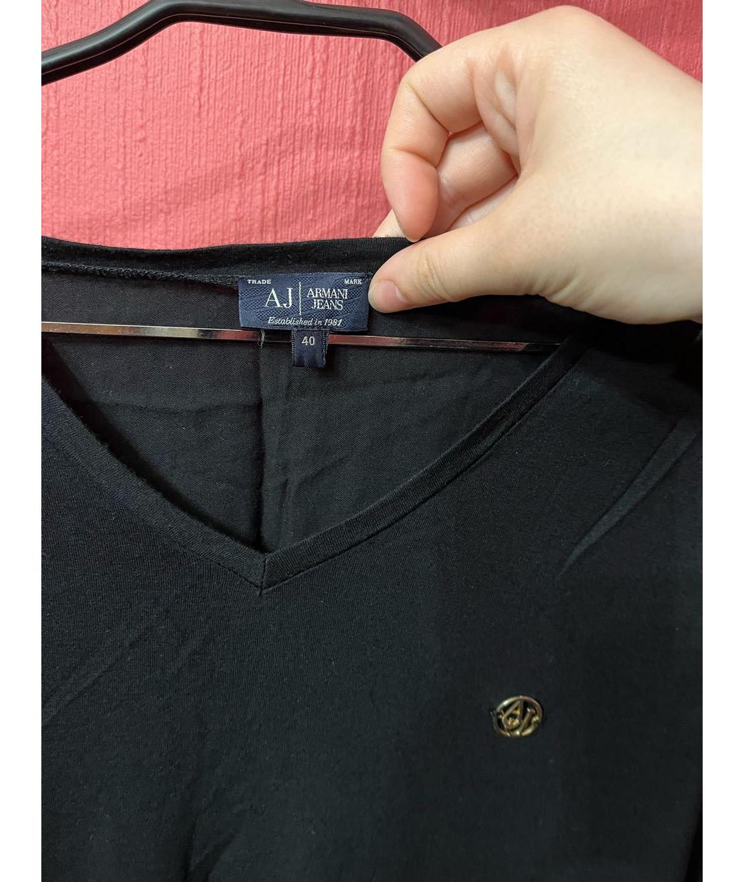 ARMANI JEANS Черная вискозная футболка, фото 2