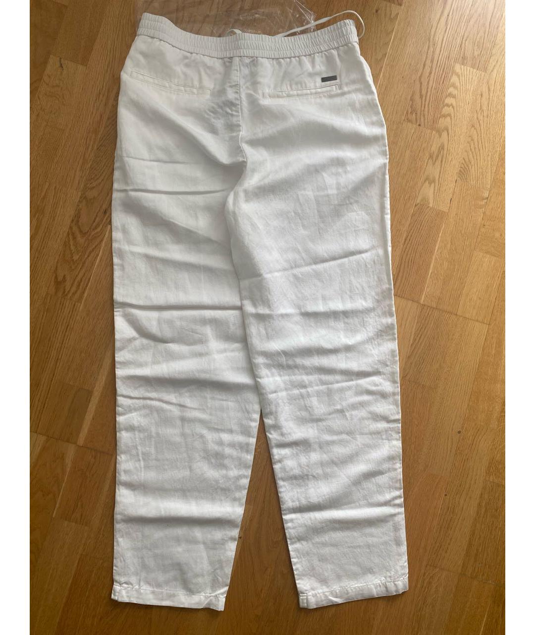 EMPORIO ARMANI Белые льняные повседневные брюки, фото 2