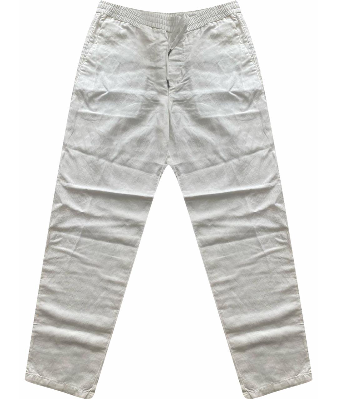 EMPORIO ARMANI Белые льняные повседневные брюки, фото 1
