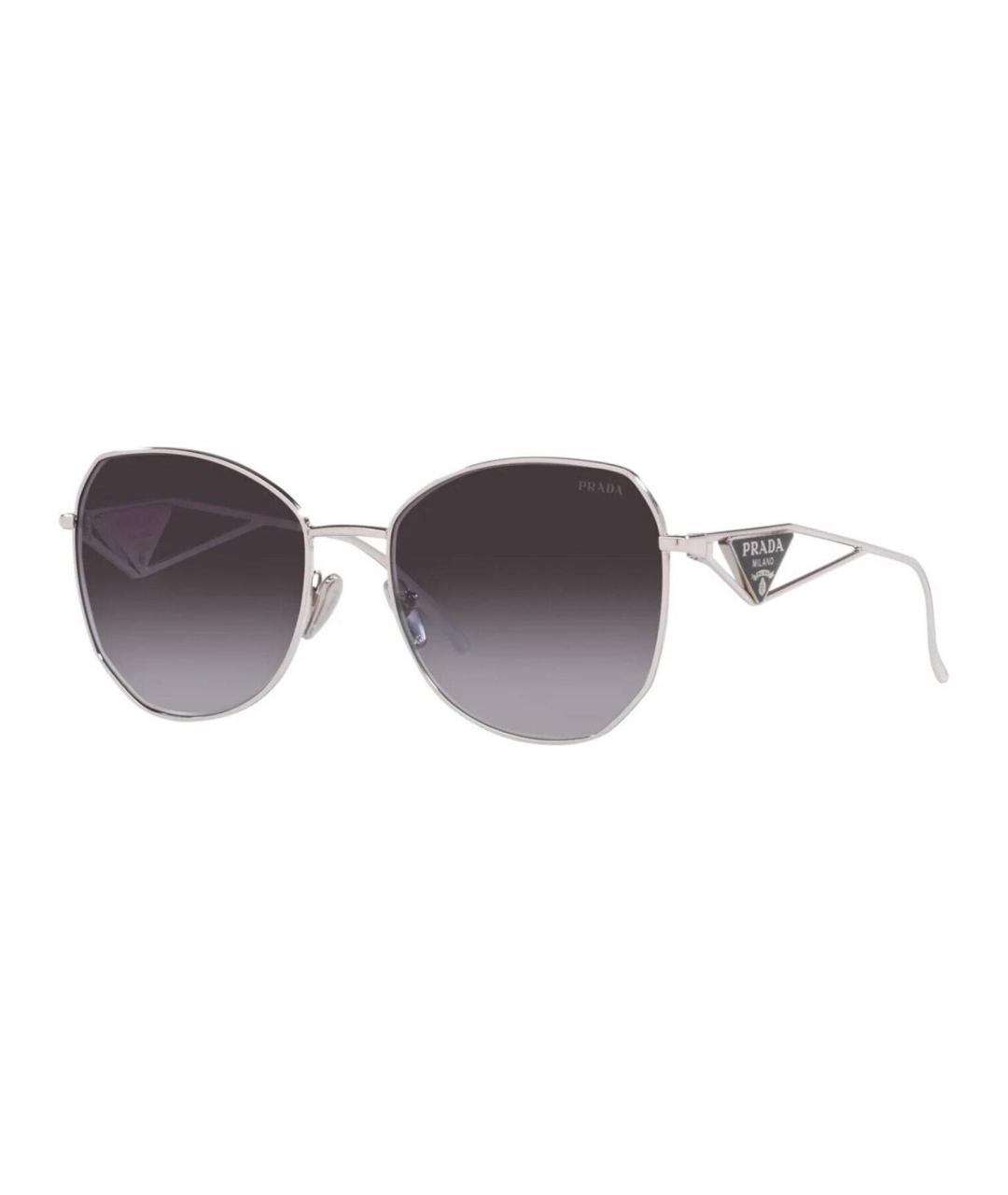 PRADA Серебряные металлические солнцезащитные очки, фото 1