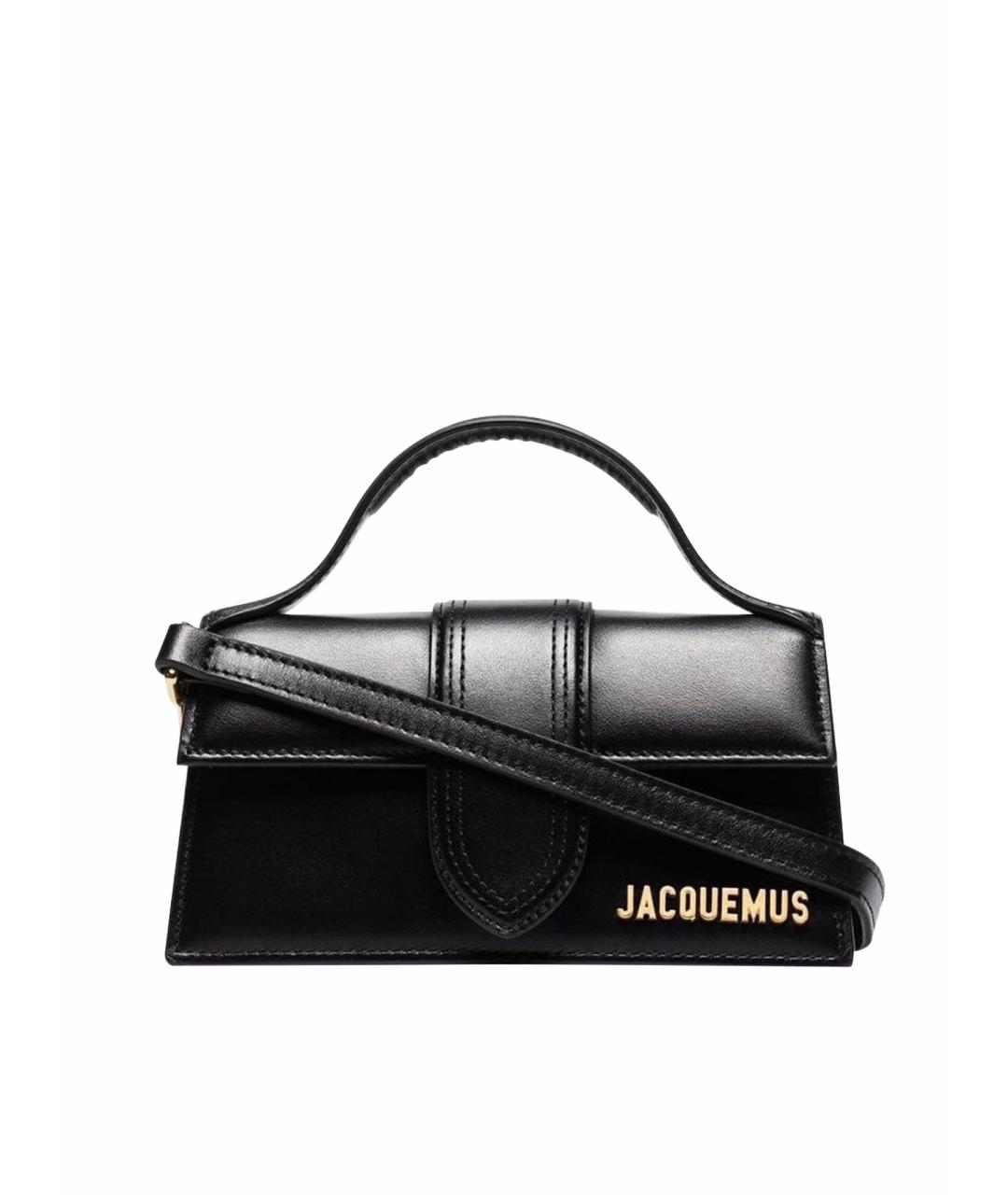 JACQUEMUS Черная кожаная сумка с короткими ручками, фото 1