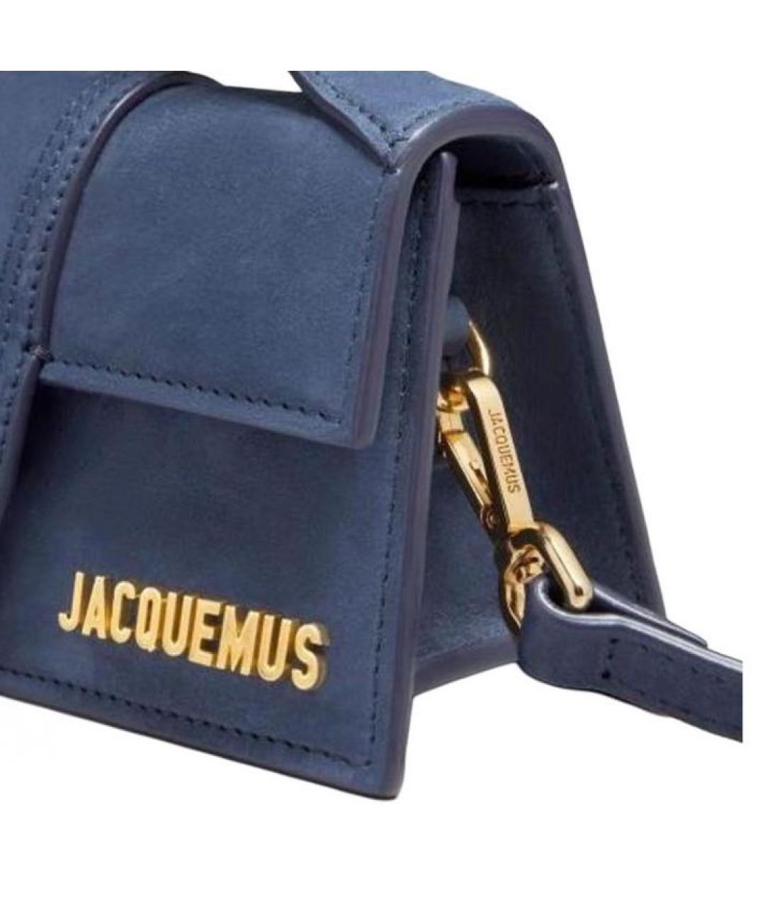 JACQUEMUS Синяя замшевая сумка с короткими ручками, фото 5