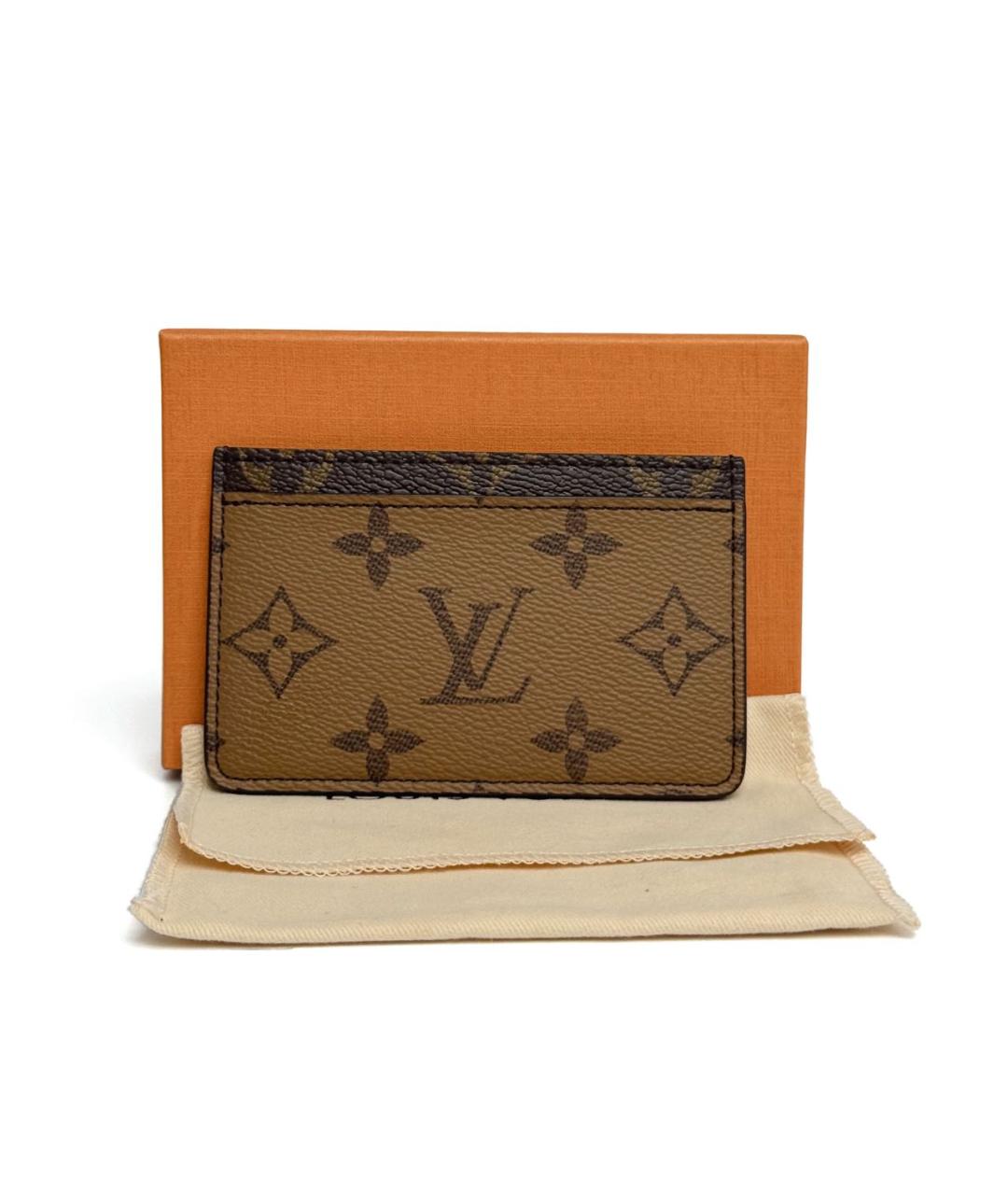 LOUIS VUITTON Коричневый кожаный кардхолдер, фото 2