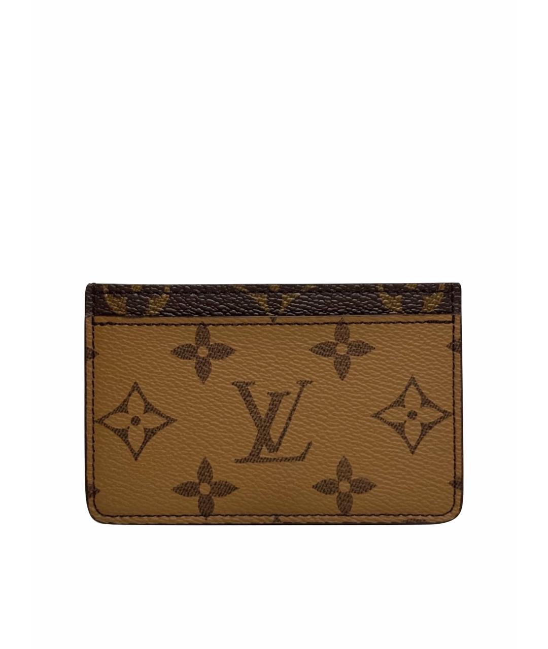 LOUIS VUITTON Коричневый кожаный кардхолдер, фото 1