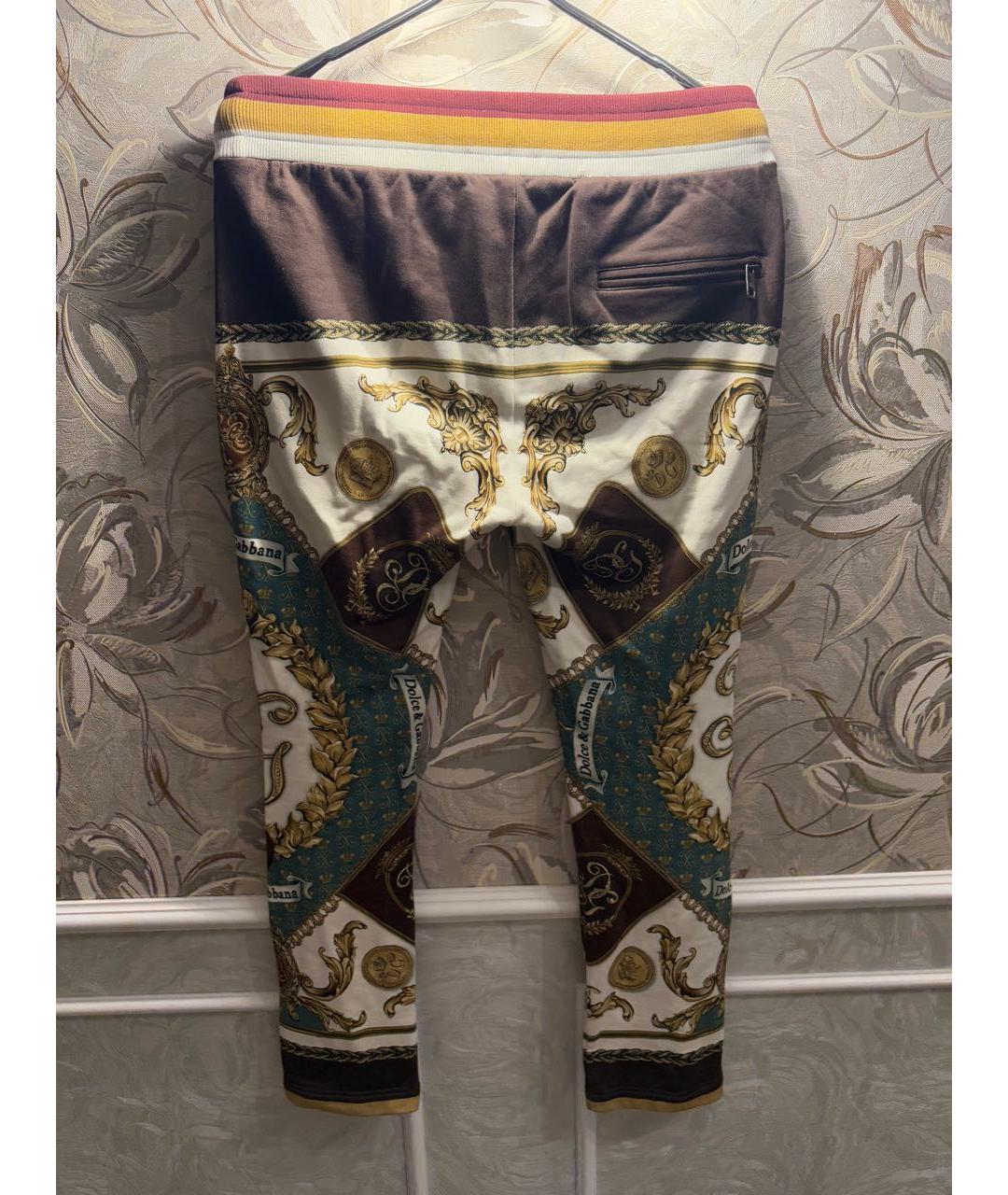 DOLCE&GABBANA Мульти хлопковые повседневные брюки, фото 4
