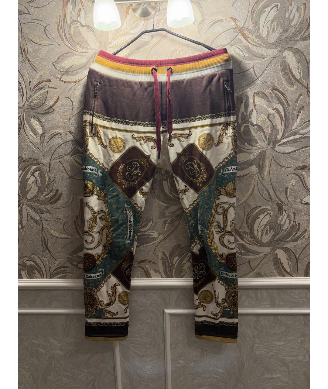 DOLCE&GABBANA Мульти хлопковые повседневные брюки, фото 8