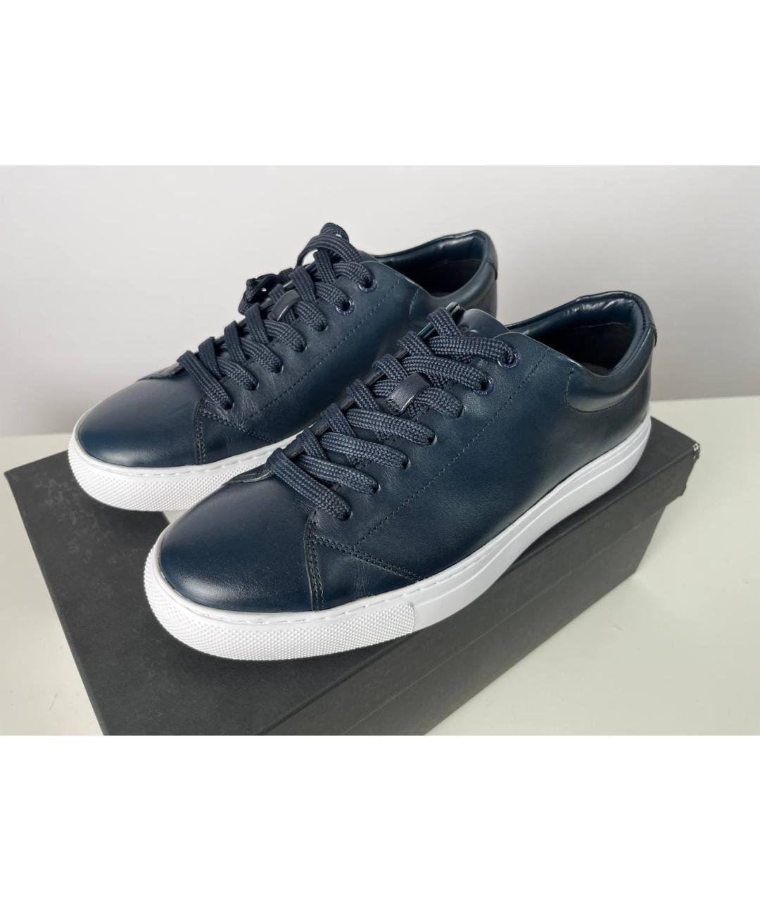 HUGO BOSS Синие кожаные низкие кроссовки / кеды, фото 4