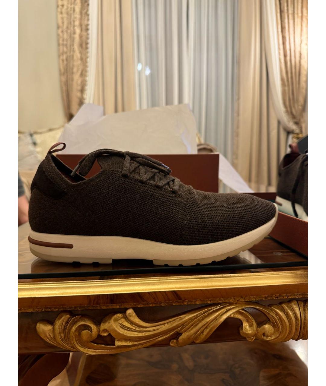 LORO PIANA Коричневые замшевые низкие кроссовки / кеды, фото 9