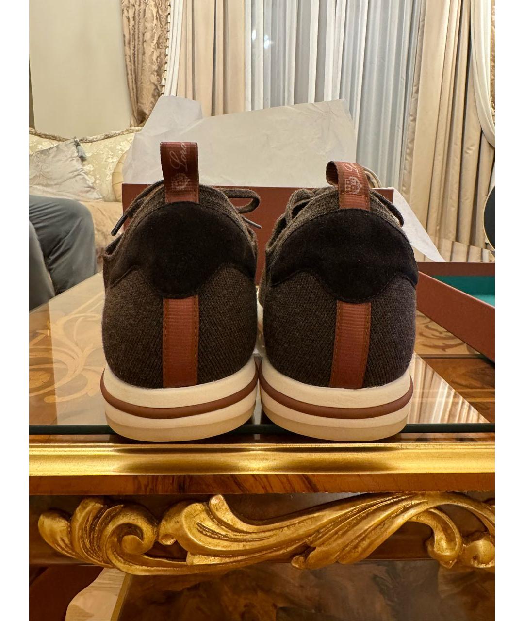 LORO PIANA Коричневые замшевые низкие кроссовки / кеды, фото 4