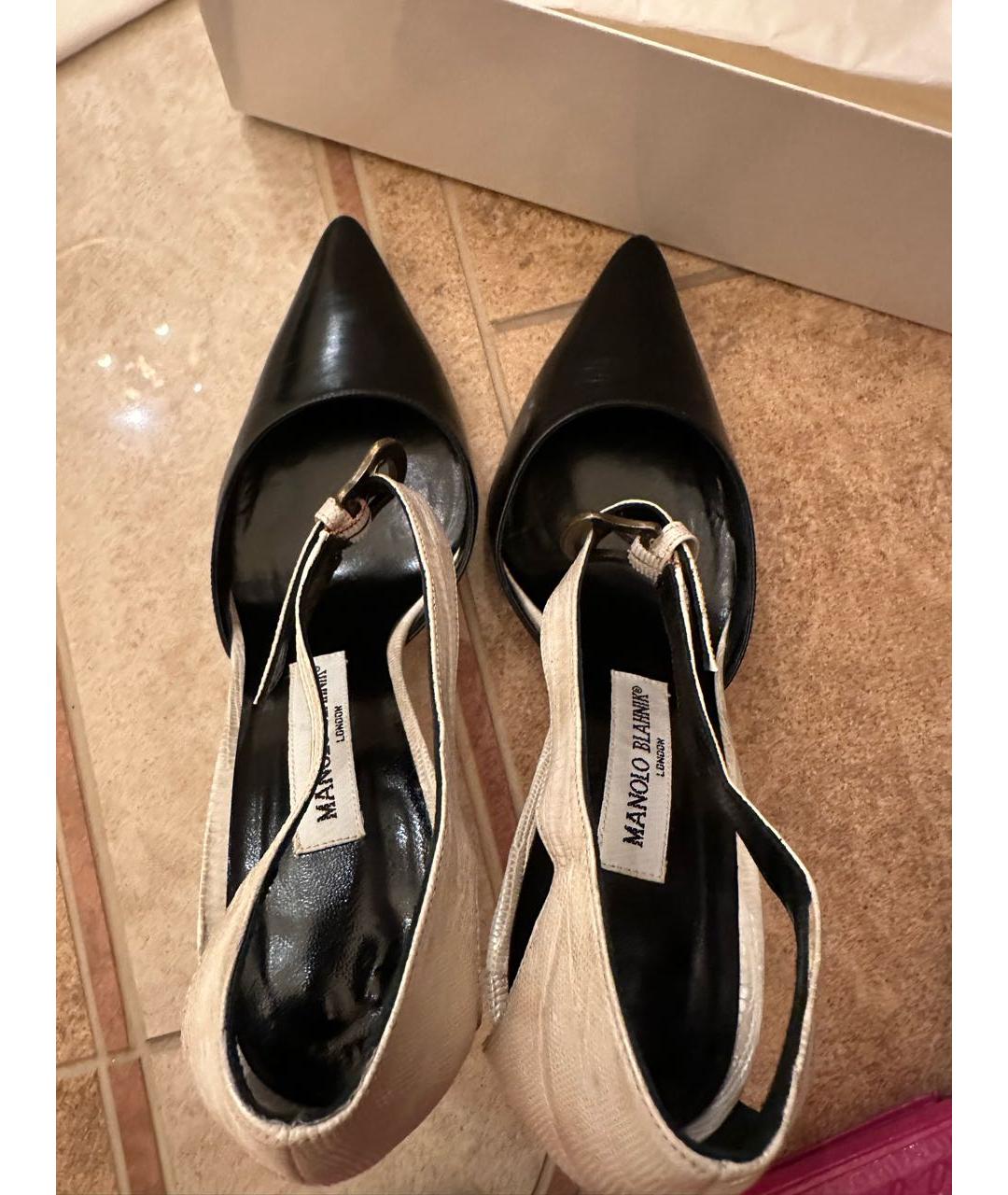 MANOLO BLAHNIK Черные кожаные туфли, фото 4
