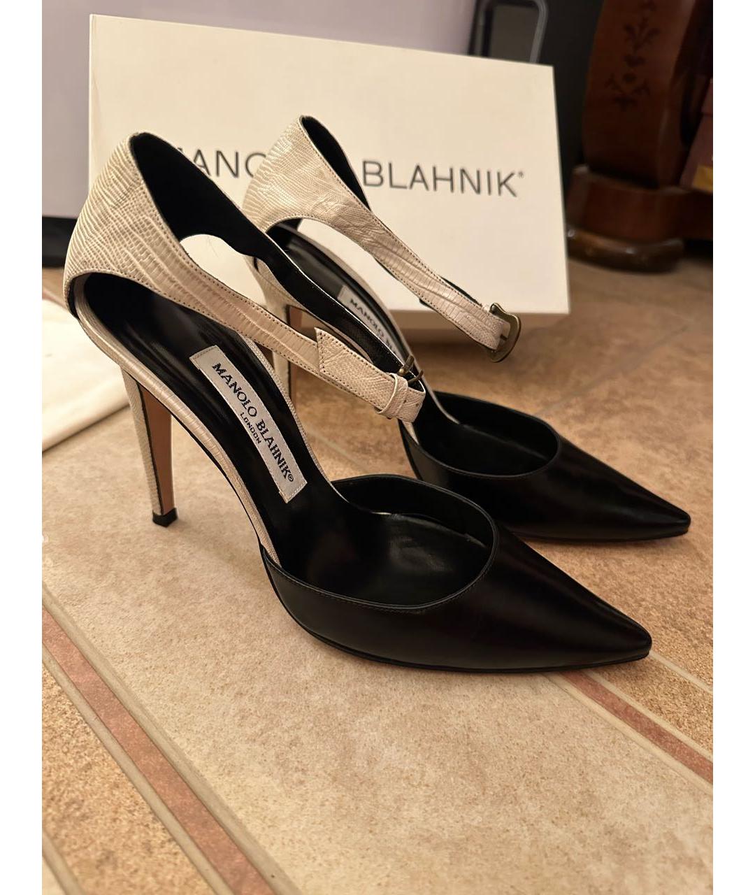 MANOLO BLAHNIK Черные кожаные туфли, фото 2