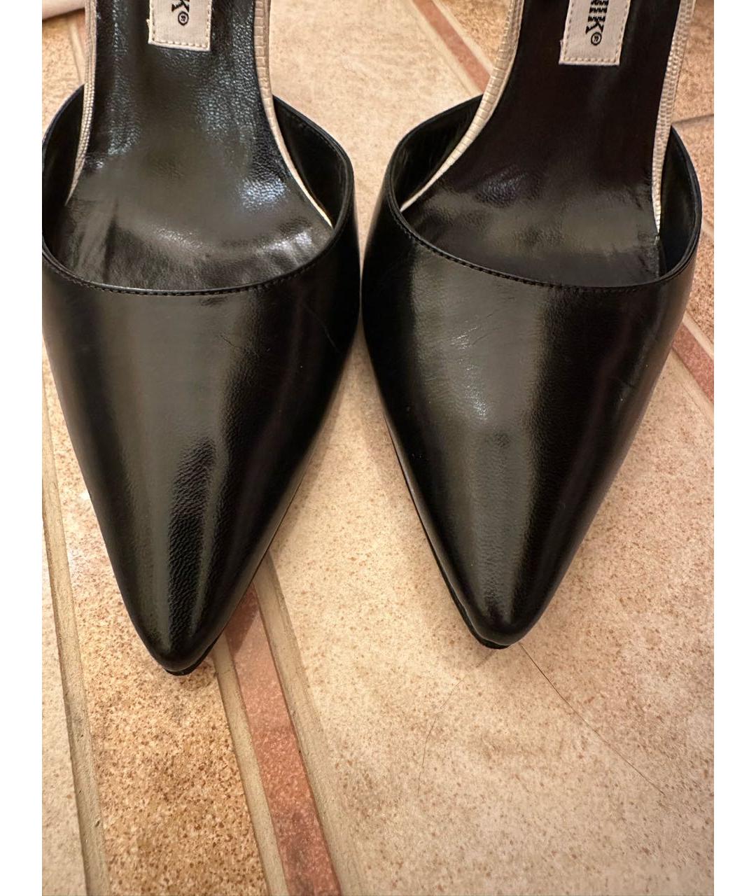 MANOLO BLAHNIK Черные кожаные туфли, фото 3