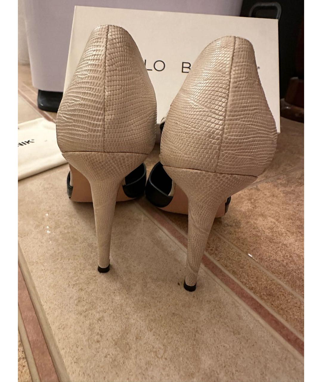 MANOLO BLAHNIK Черные кожаные туфли, фото 5