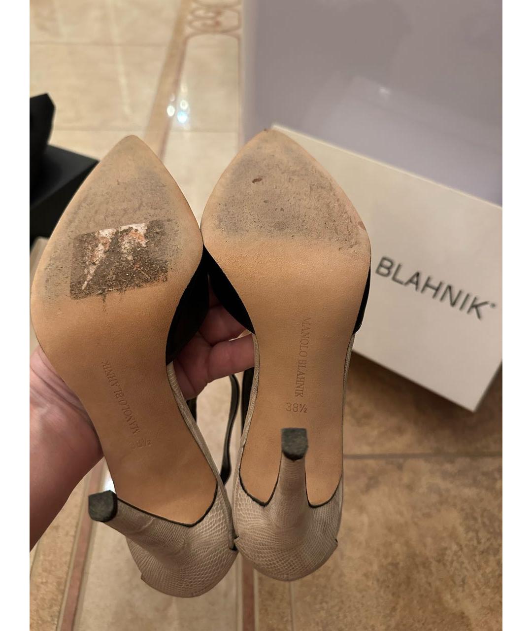 MANOLO BLAHNIK Черные кожаные туфли, фото 7