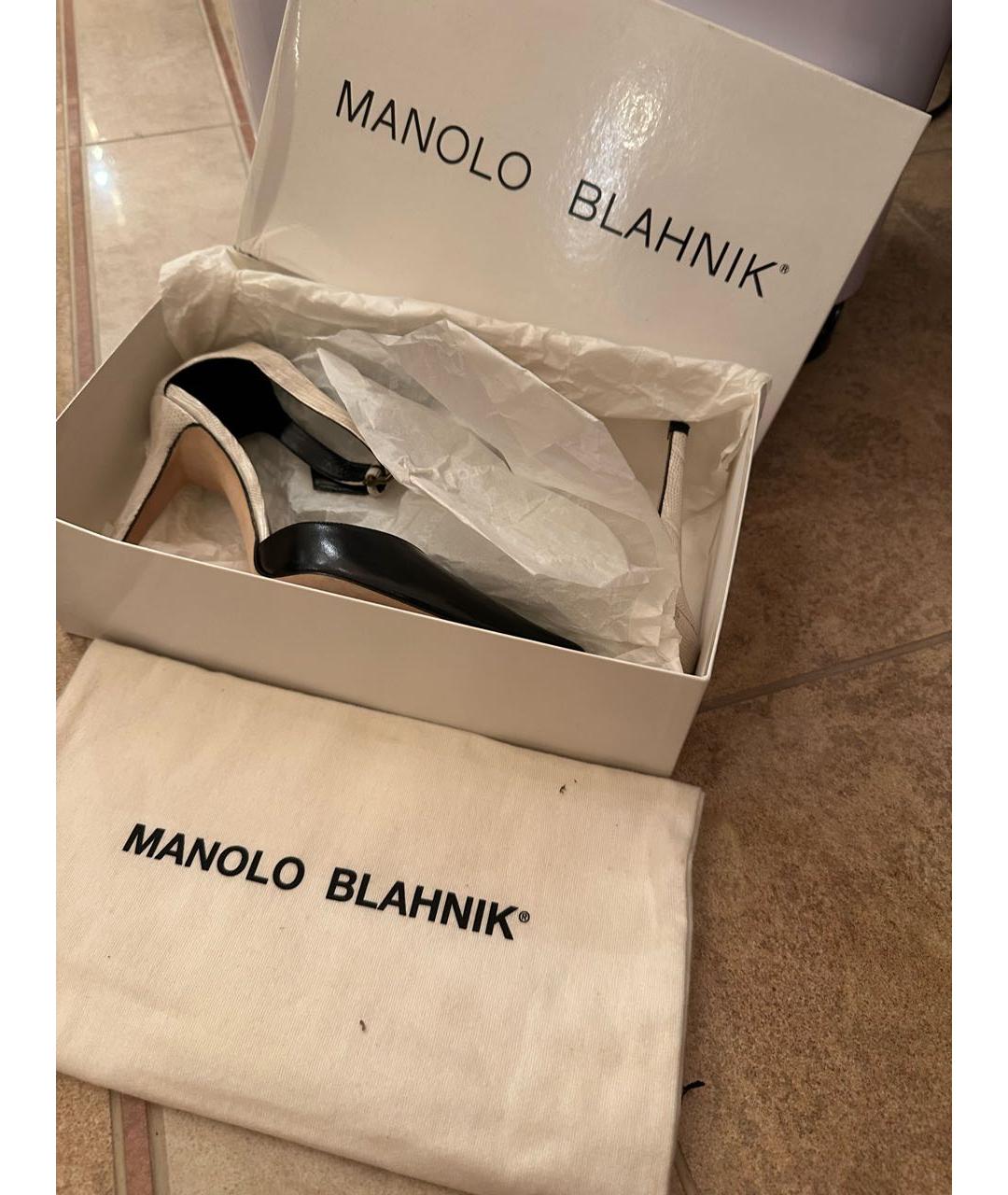 MANOLO BLAHNIK Черные кожаные туфли, фото 6