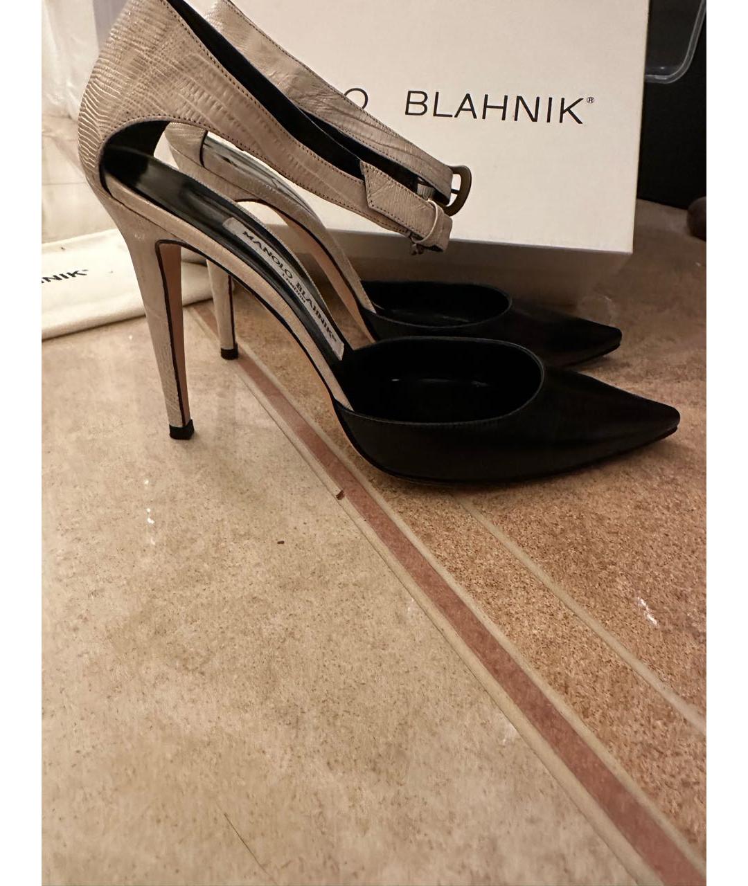 MANOLO BLAHNIK Черные кожаные туфли, фото 9