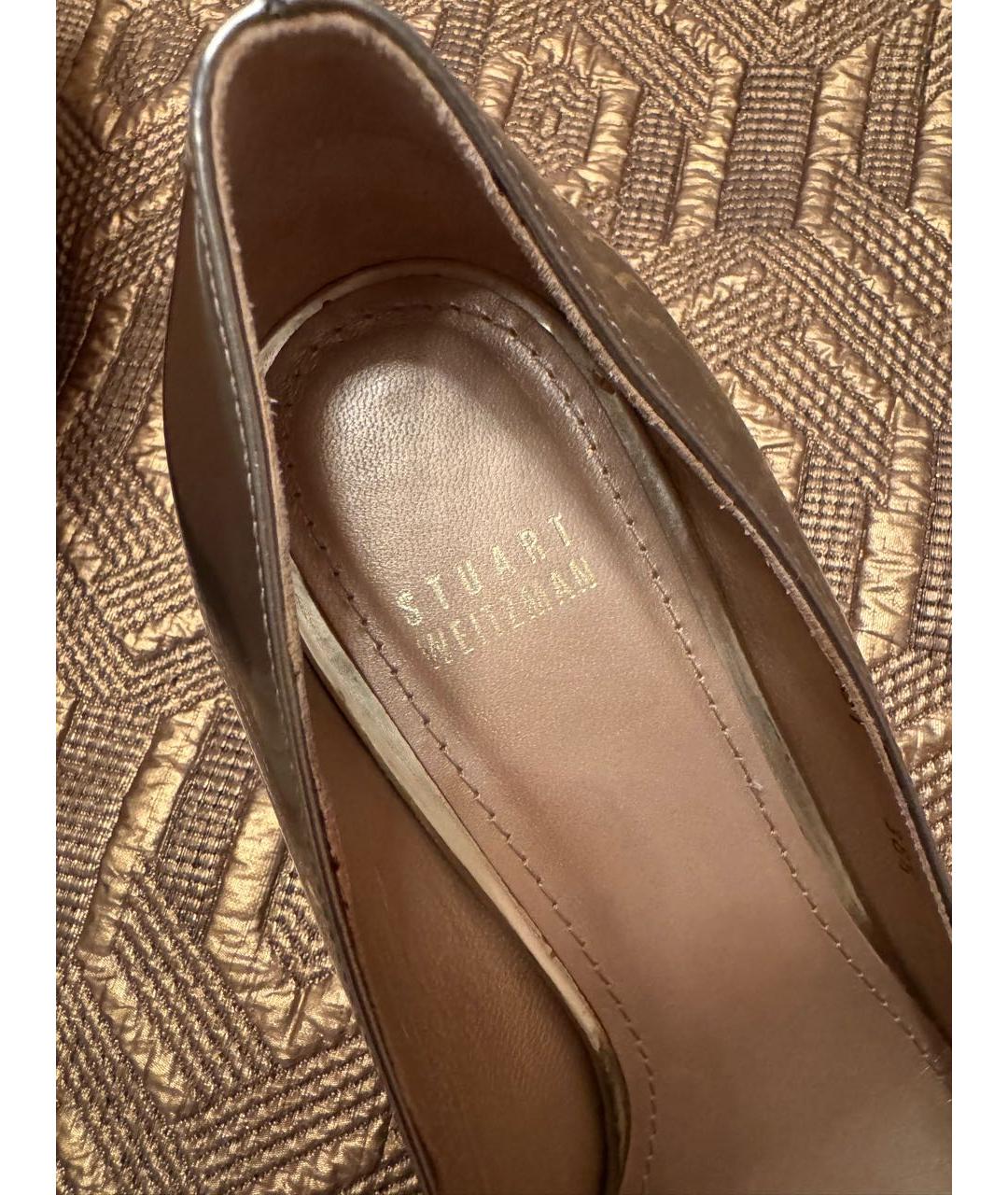 STUART WEITZMAN Золотые кожаные туфли, фото 4