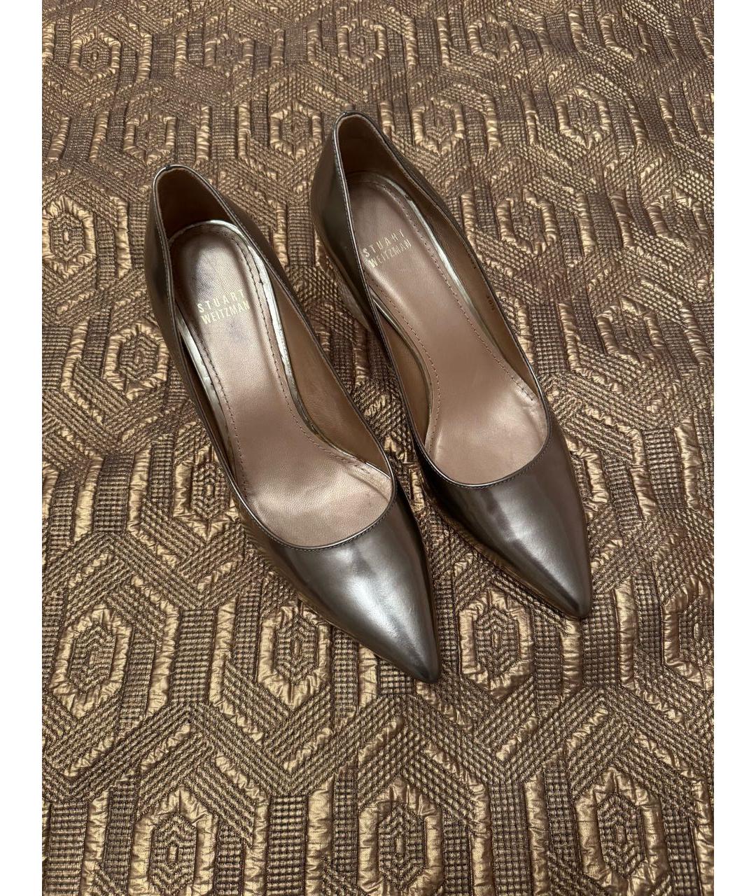 STUART WEITZMAN Золотые кожаные туфли, фото 2