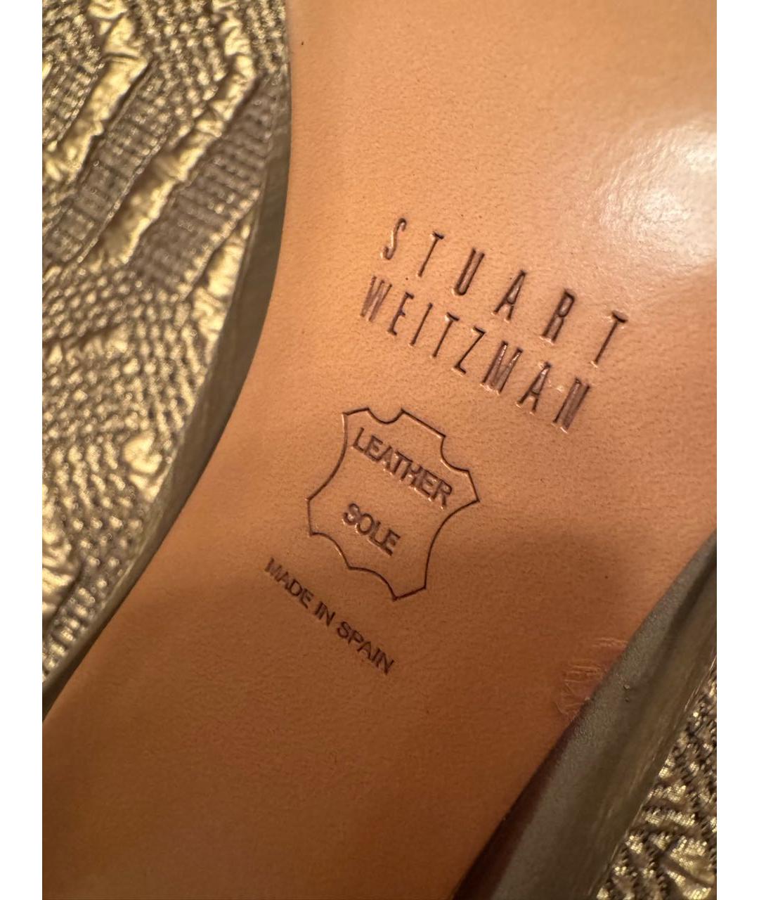 STUART WEITZMAN Золотые кожаные туфли, фото 6