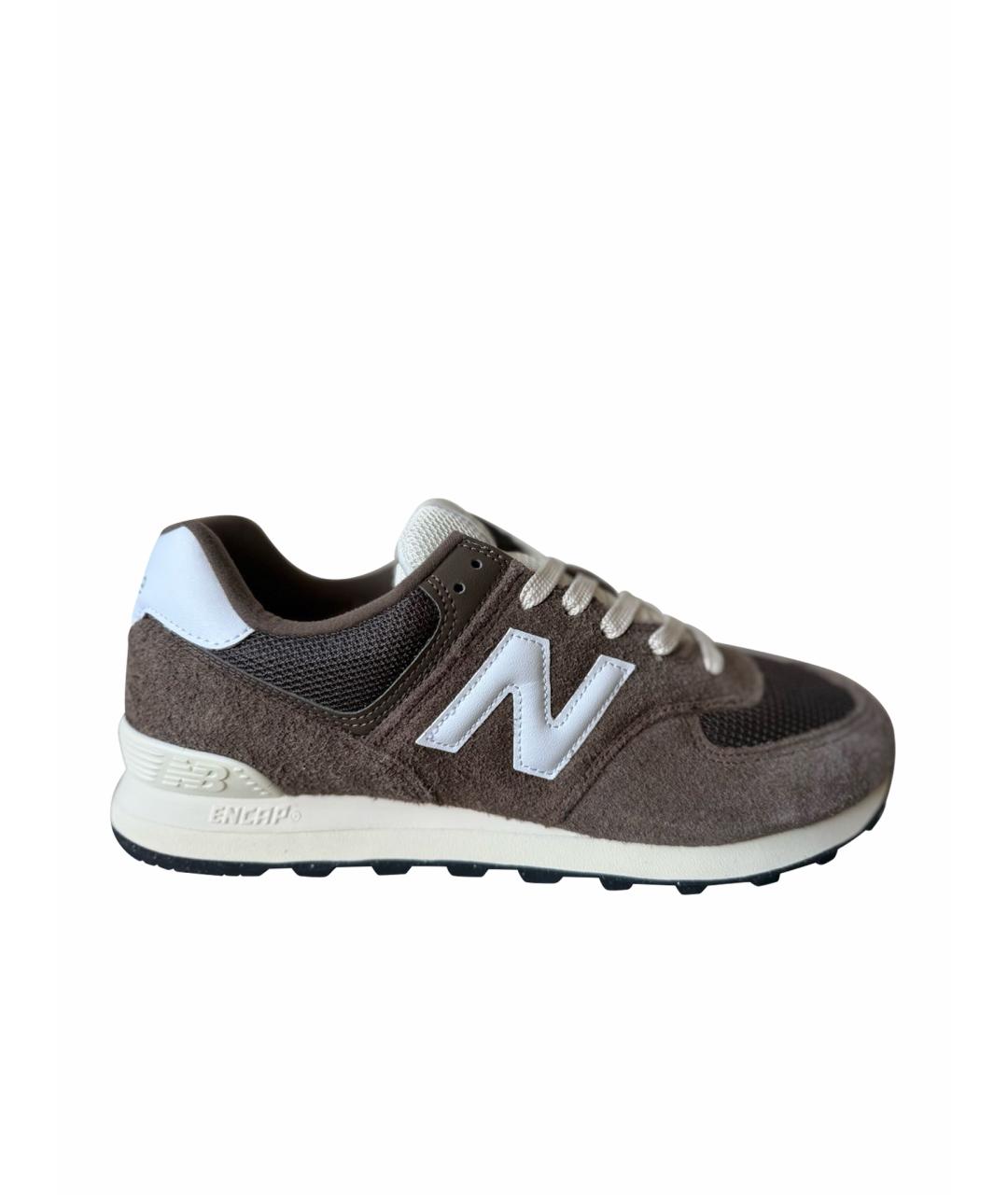 NEW BALANCE Коричневые замшевые низкие кроссовки / кеды, фото 1