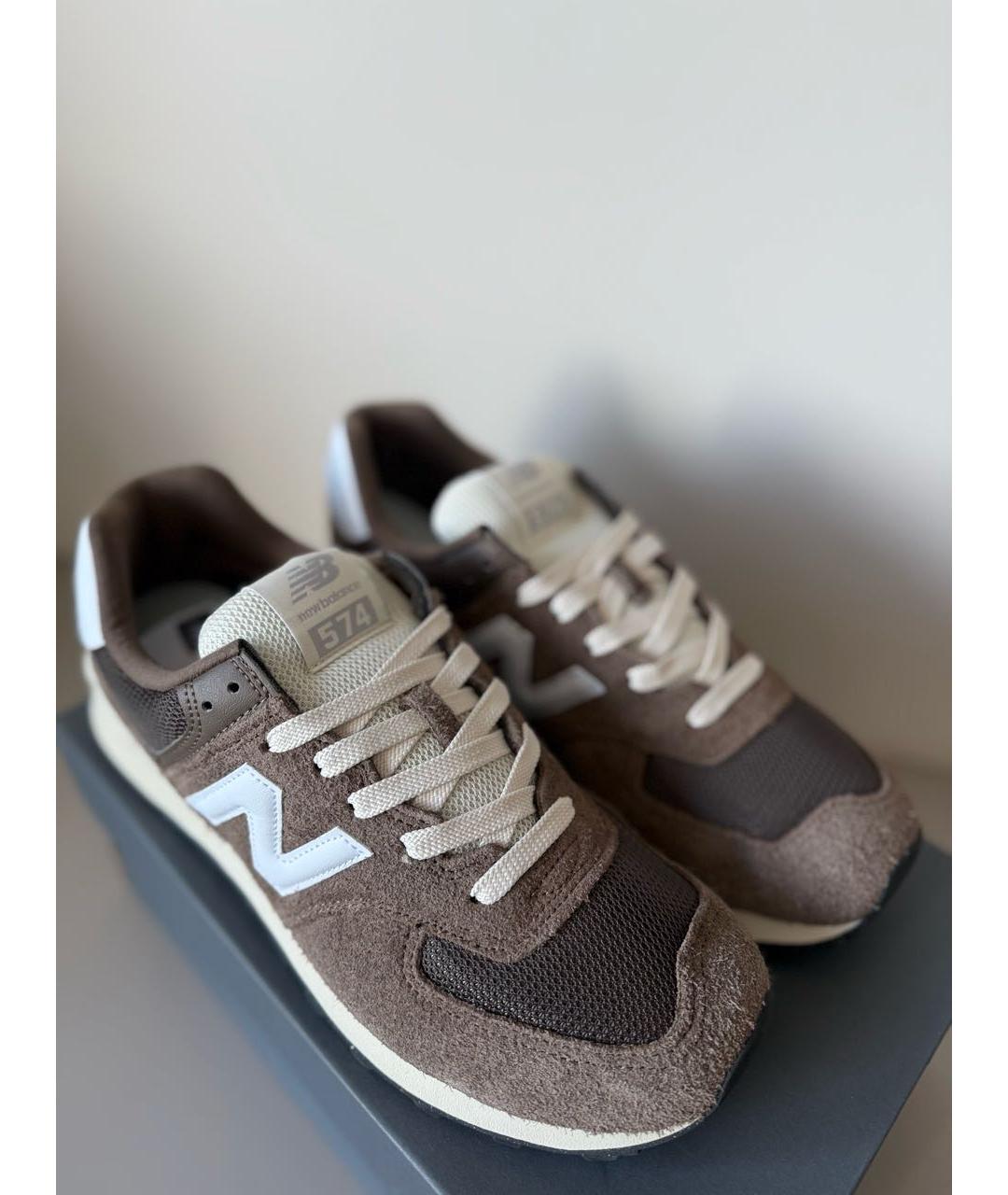 NEW BALANCE Коричневые замшевые низкие кроссовки / кеды, фото 3