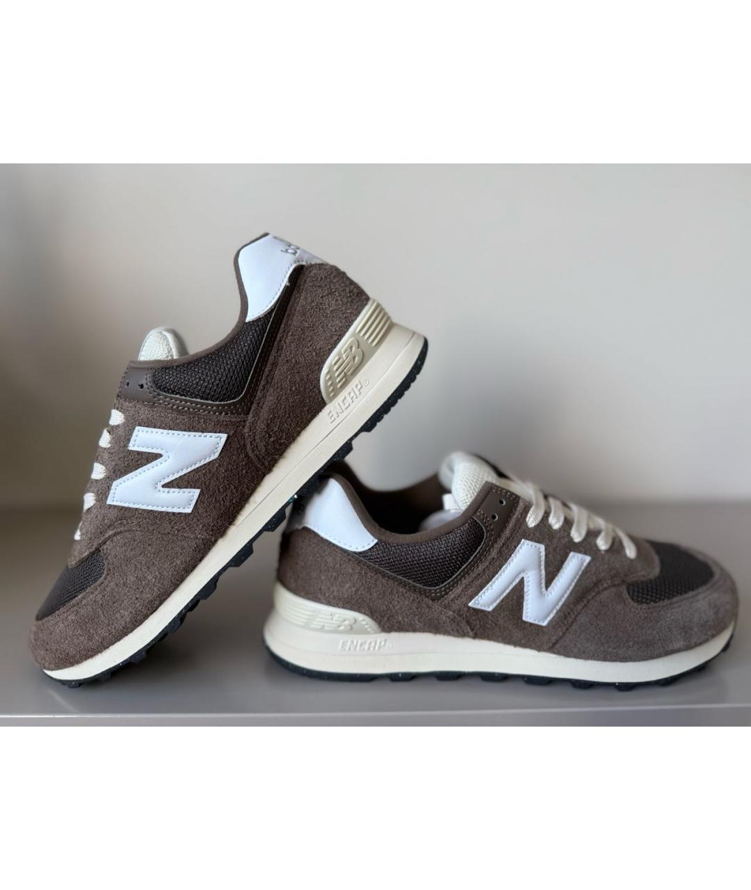 NEW BALANCE Коричневые замшевые низкие кроссовки / кеды, фото 2