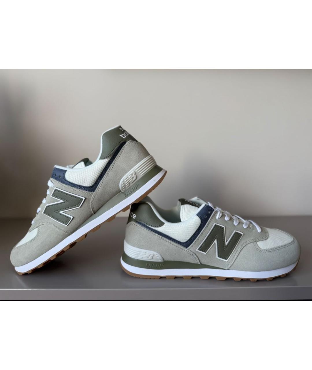 NEW BALANCE Зеленые замшевые низкие кроссовки / кеды, фото 2