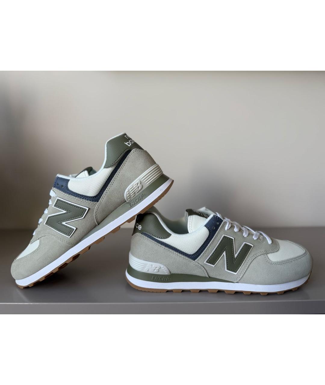 NEW BALANCE Зеленые замшевые низкие кроссовки / кеды, фото 2