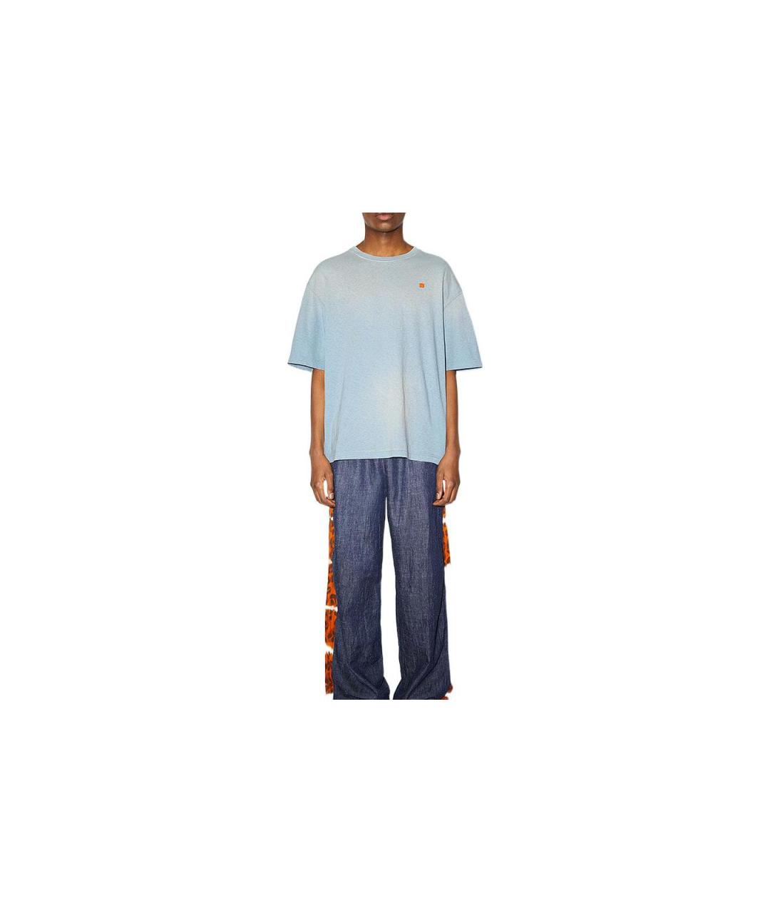 ACNE STUDIOS Голубая хлопковая футболка, фото 2