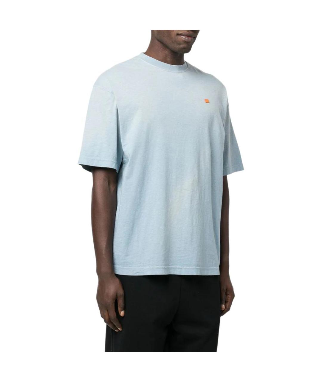 ACNE STUDIOS Голубая хлопковая футболка, фото 4
