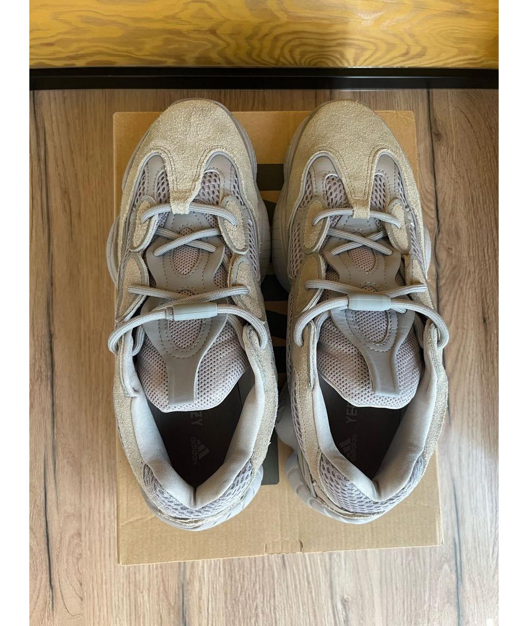 ADIDAS YEEZY Серые нубуковые низкие кроссовки / кеды, фото 3