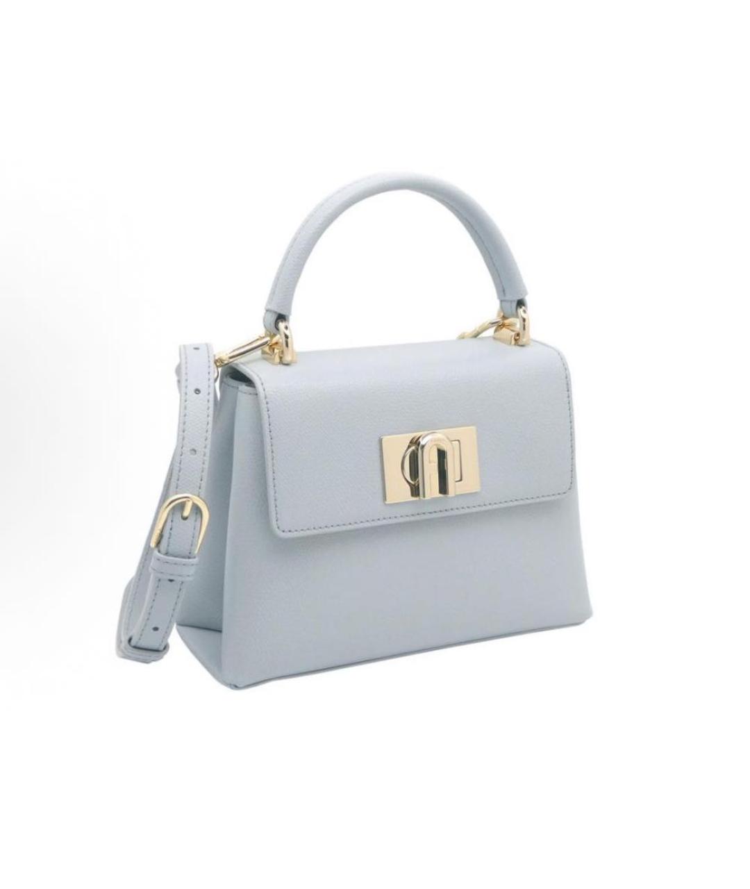 FURLA Голубая кожаная сумка через плечо, фото 3