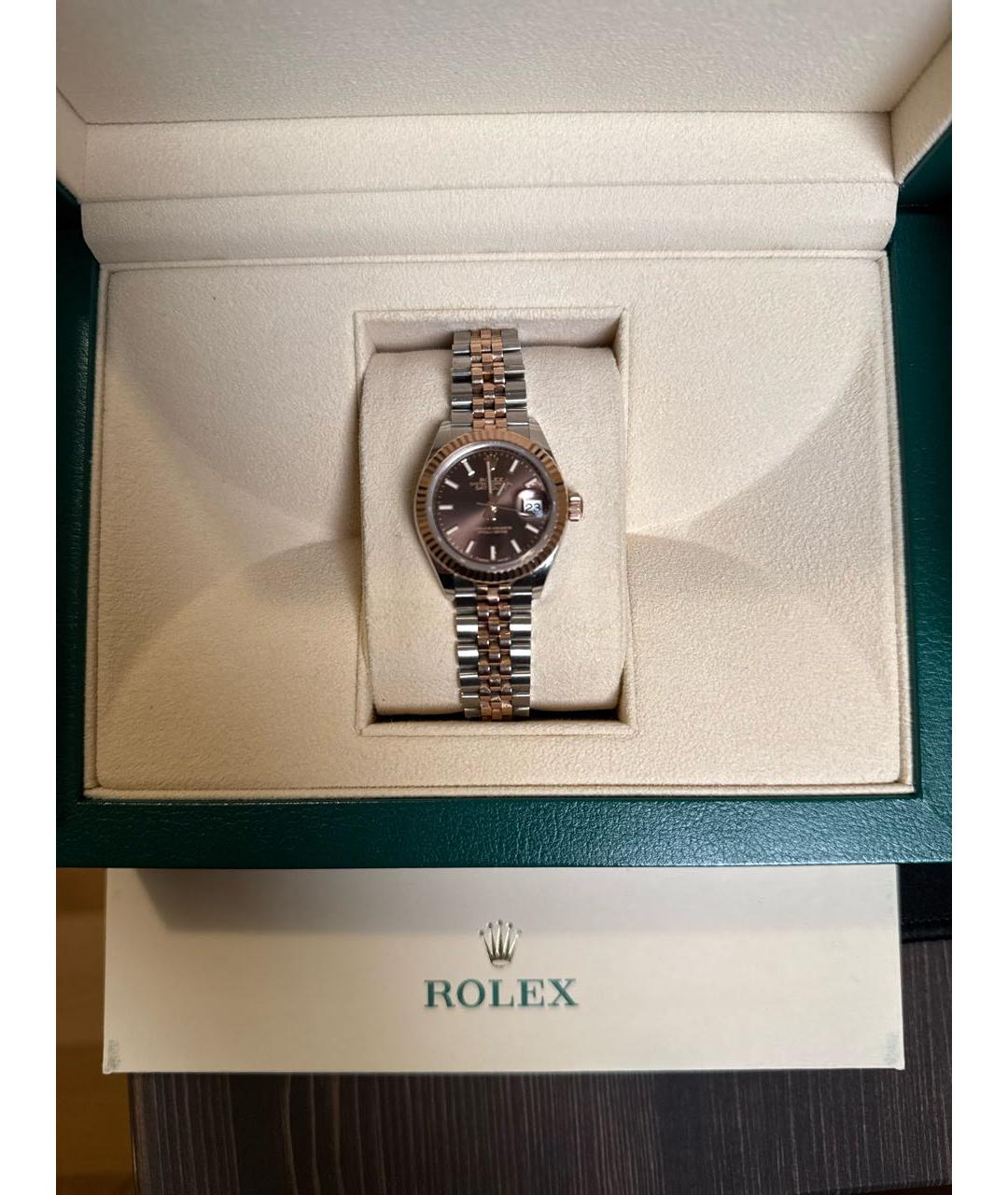 ROLEX Коричневые часы из золота и стали, фото 5