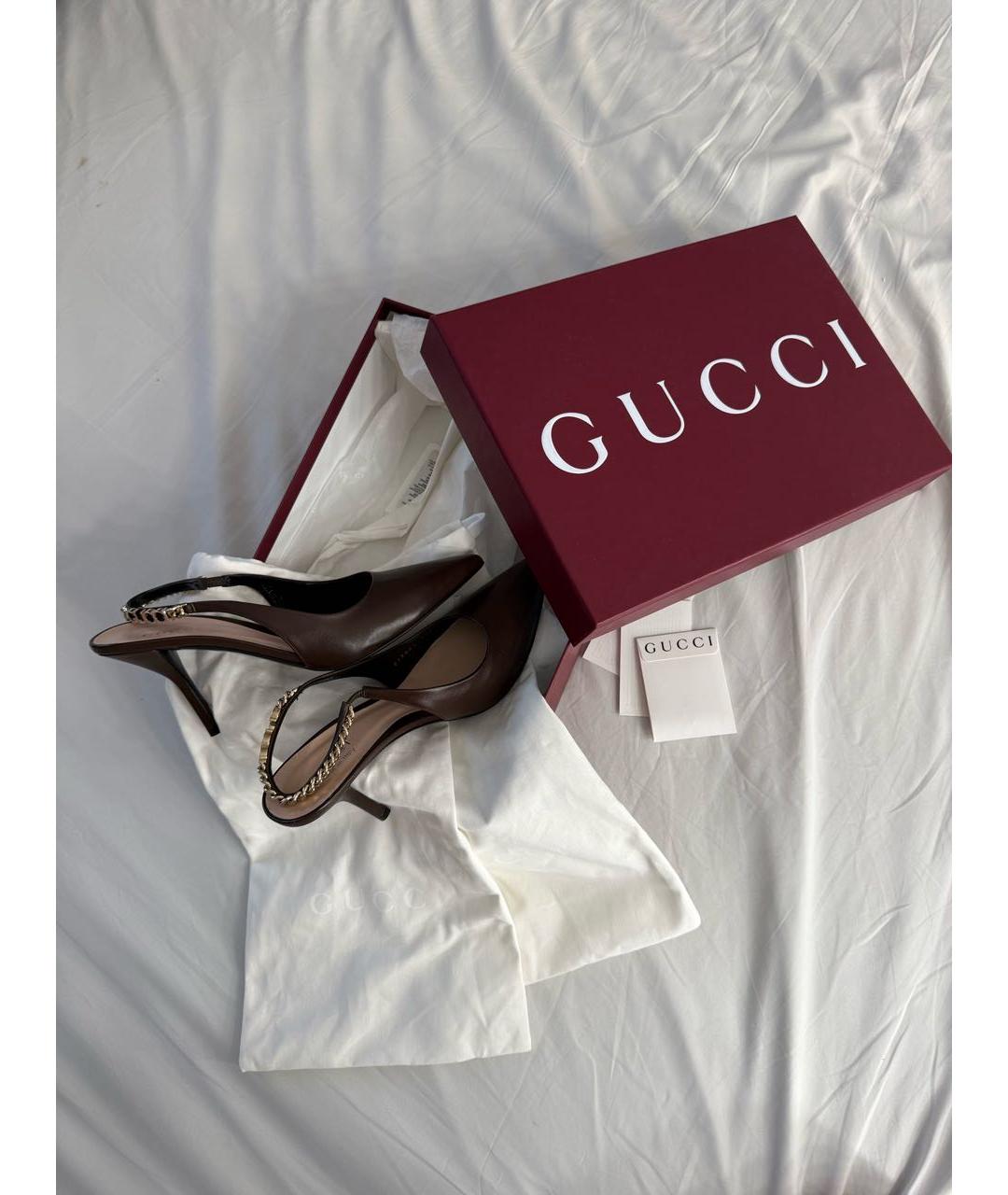GUCCI Коричневые кожаные туфли, фото 5
