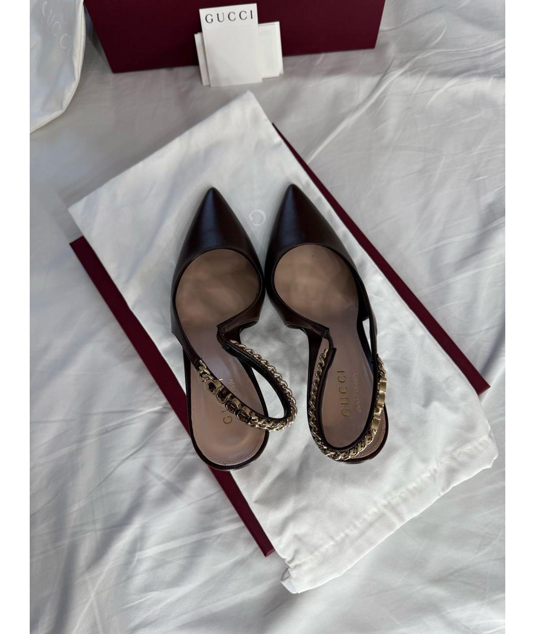 GUCCI Коричневые кожаные туфли, фото 3
