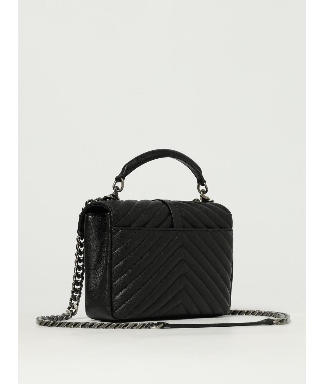 SAINT LAURENT Черная кожаная сумка с короткими ручками, фото 3