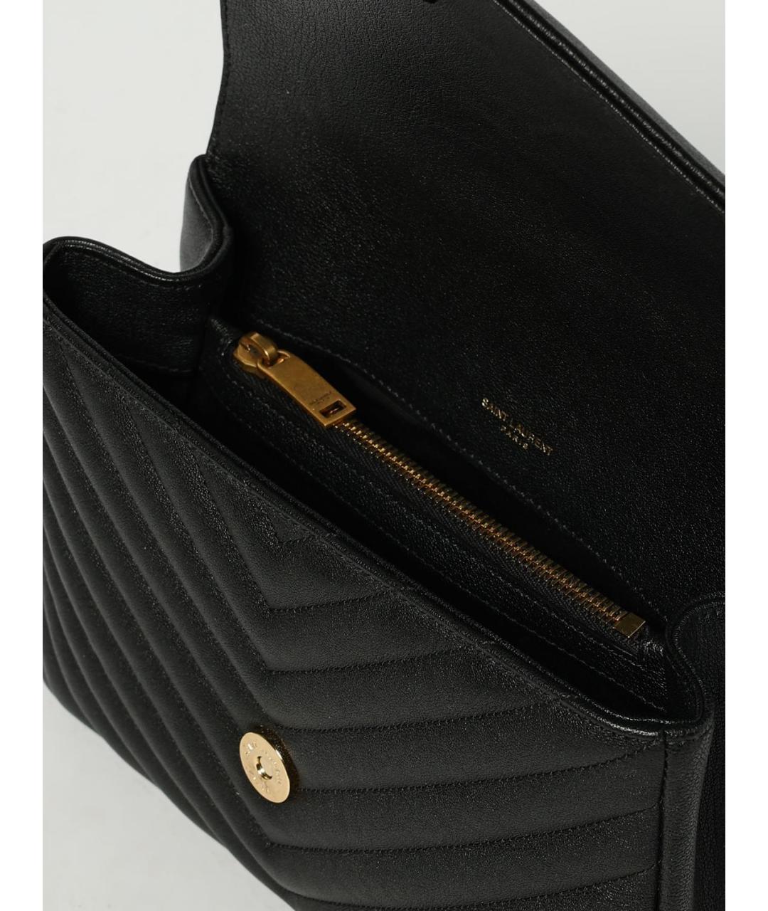 SAINT LAURENT Черная кожаная сумка с короткими ручками, фото 5