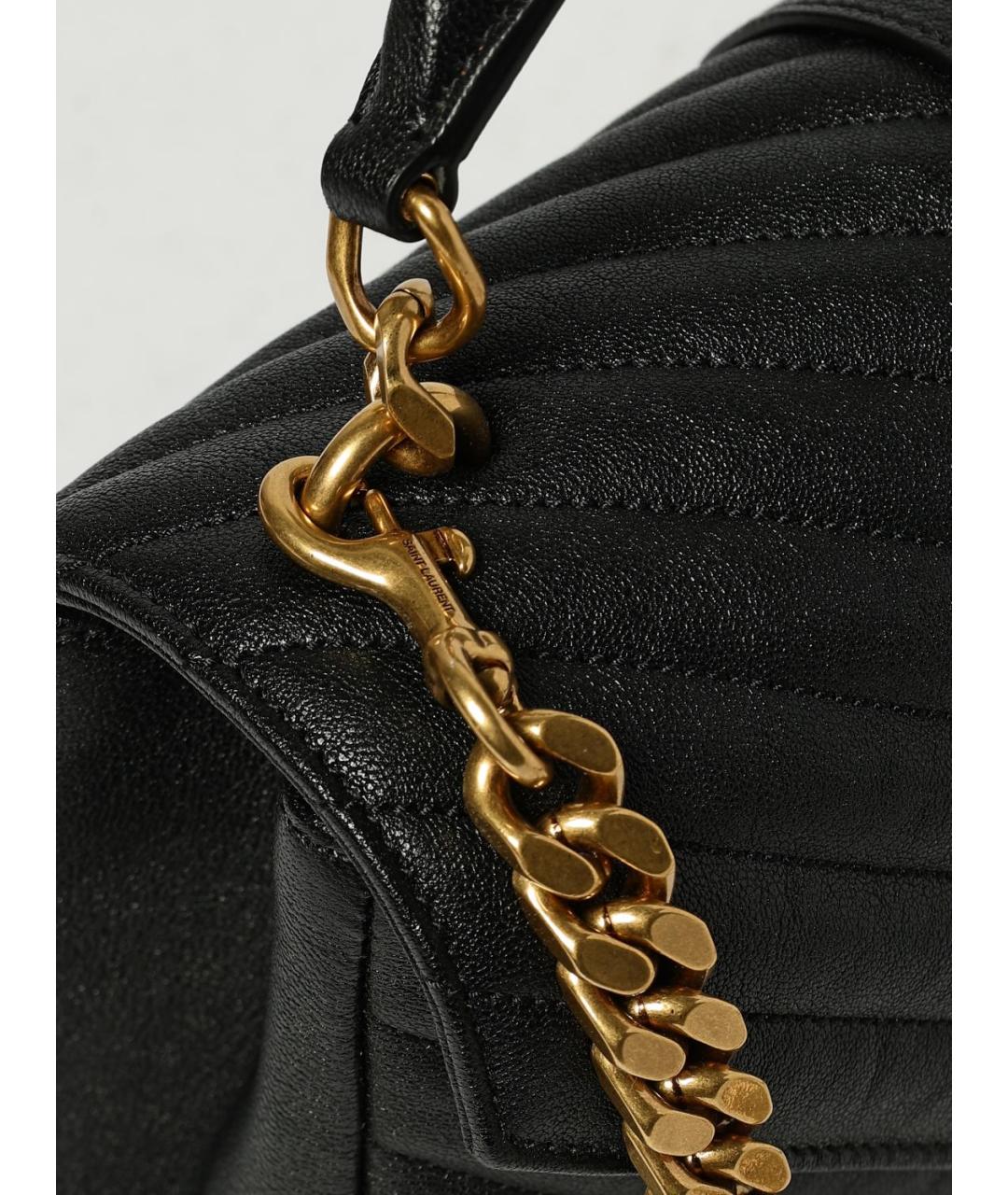 SAINT LAURENT Черная кожаная сумка с короткими ручками, фото 4